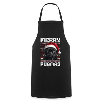 Funny Pug Ugly Christmas Merry Pugmas Look - Cooking Apron - black - Front - AI Model Male 185 dark (185cm)