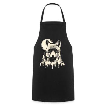 Fox Forest Moon Nature Tree Moonlight Animals Symbol - Cooking Apron - black - Front - AI Model Male 185 dark (185cm)