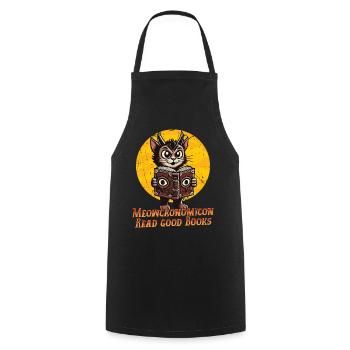 Meowcronicon Read Good Books Cat - Cooking Apron - black - Front - AI Model Male 185 dark (185cm)