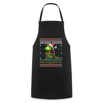 Merry Crisis Dino Weihnachten Ugly Christmas - Kochschürze - Schwarz - Vorne - AI Model Male 185 dark (185cm)