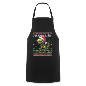 Weihnachten Merry Crisis Dino Ugly Christmas - Kochschürze - Schwarz - Vorne - AI Model Male 185 dark (185cm)