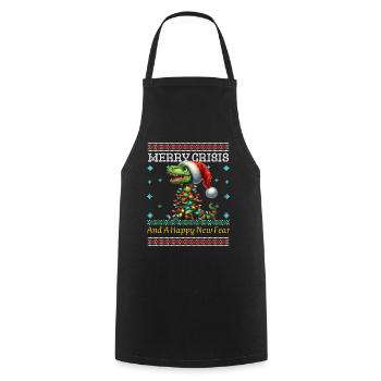 Weihnachten T-Rex Merry Crisis Ugly Christmas - Kochschürze - Schwarz - Vorne - AI Model Male 185 dark (185cm)