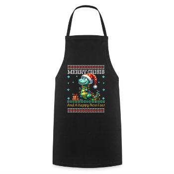 Dino Weihnachten Joyeux Crise Noël laid - Tablier de cuisine - noir - Devant - AI Model Male 185 dark (185cm)