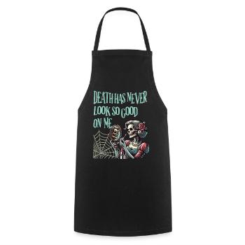 La mort n’a jamais été aussi belle sur moi - Tablier de cuisine - noir - Devant - AI Model Male 185 dark (185cm)
