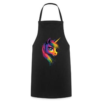 Einhorn Bunt Regenbogen Pferde Reiten Einhörner - Kochschürze - Schwarz - Vorne - AI Model Male 185 dark (185cm)