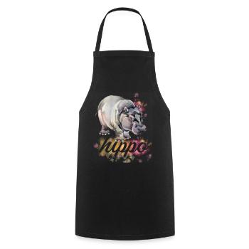 Cute Hippo Gifts - Cooking Apron - black - Front - AI Model Male 185 dark (185cm)
