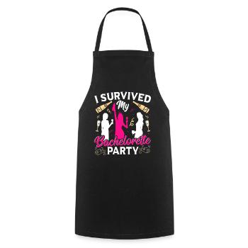 Brautparty Hochzeit Bachelorette-Party überlebt - Kochschürze - Schwarz - Vorne - AI Model Male 185 dark (185cm)