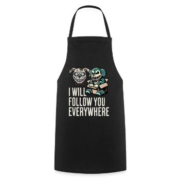 Je te suis partout chien et poupée effrayants - Tablier de cuisine - noir - Devant - AI Model Male 185 dark (185cm)