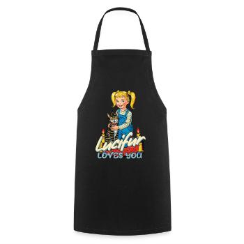 Lucifur Loves You Cat Humor - Cooking Apron - black - Front - AI Model Male 185 dark (185cm)