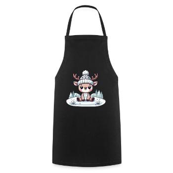 Mignon renne dans la neige Noël - Tablier de cuisine - noir - Devant - AI Model Male 185 dark (185cm)