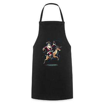 Rodéo du Père Noël cow-boy sur renne - Tablier de cuisine - noir - Devant - AI Model Male 185 dark (185cm)