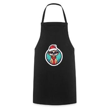 Merry Christmas Meerkat - Cooking Apron - black - Front - AI Model Male 185 dark (185cm)