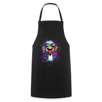 Strauss Bird Headphones Popart Emu Music DJ Strauss - Cooking Apron - black - Front - AI Model Male 185 dark (185cm)