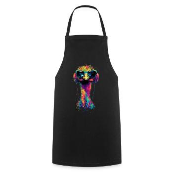 Strauss Bird Headphones Popart Emu Music DJ Strauss - Cooking Apron - black - Front - AI Model Male 185 dark (185cm)