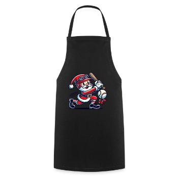 Santa Claus swings baseball bat - Cooking Apron - black - Front - AI Model Male 185 dark (185cm)