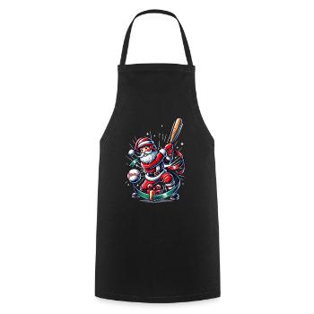 Père Noël jouant au baseball Motif - Tablier de cuisine - noir - Devant - AI Model Male 185 dark (185cm)