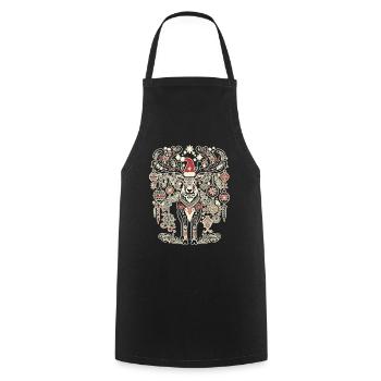 Cerf de Noël Vintage Cottagecore - Tablier de cuisine - noir - Devant - AI Model Male 185 dark (185cm)