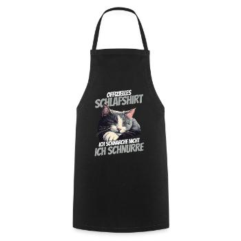 Official Sleep Shirt - Sleeping Kitten - Cooking Apron - black - Front - AI Model Male 185 dark (185cm)