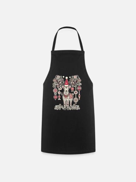 Weihnachtlicher Vintage Rentier-Zauber - Kochschürze - Schwarz