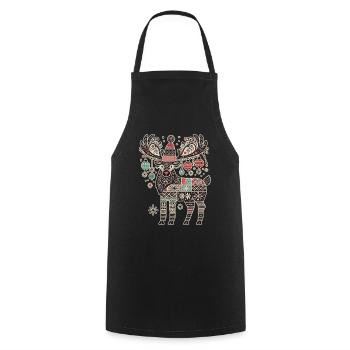 Christmas Reindeer Vintage Cottagecore - Cooking Apron - black - Front - AI Model Male 185 dark (185cm)