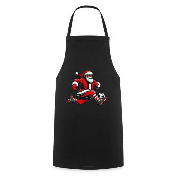 Noël Père Noël Action de football - Tablier de cuisine - noir - Devant - AI Model Male 185 dark (185cm)