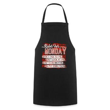 Rules For Monday - Cooking Apron - black - Front - AI Model Male 185 dark (185cm)