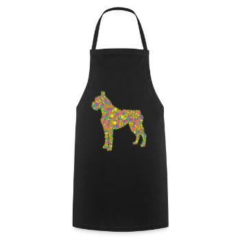 Boxer Dog Flower - Cooking Apron - black - Front - AI Model Male 185 dark (185cm)