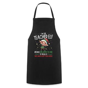 weihnJe suis l’elfe enseignant - Partenaire Look Noël - Tablier de cuisine - noir - Devant - AI Model Male 185 dark (185cm)