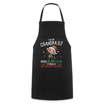 Je suis le grand-père elfe - Look partenaire de Noël - Tablier de cuisine - noir - Devant - AI Model Male 185 dark (185cm)