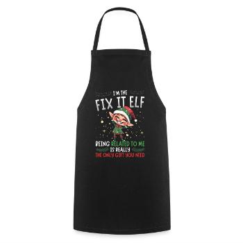 I’m the Fix It Elf - Look partenaire de Noël - Tablier de cuisine - noir - Devant - AI Model Male 185 dark (185cm)