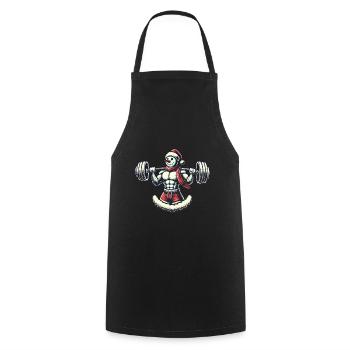 Strong Snowman Weight Lifting Christmas Motif - Cooking Apron - black - Front - AI Model Male 185 dark (185cm)