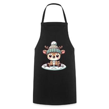 Charmant design vintage avec des rennes et de la neige - Tablier de cuisine - noir - Devant - AI Model Male 185 dark (185cm)