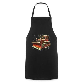 Winter Christmas Snow Removal Machine Vehicle - Cooking Apron - black - Front - AI Model Male 185 dark (185cm)