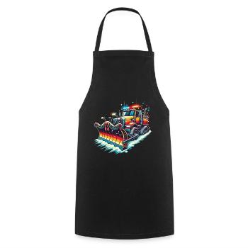Winter Christmas Snow Removal Machine Vehicle - Cooking Apron - black - Front - AI Model Male 185 dark (185cm)