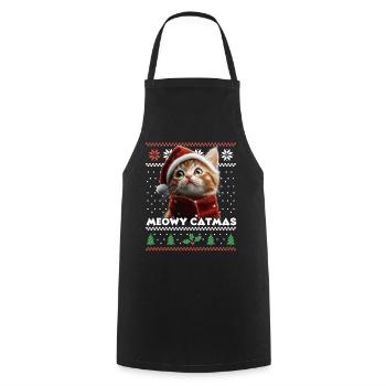 Le look de Noël assorti de Meowy Catma avec chaton - Tablier de cuisine - noir - Devant - AI Model Male 185 dark (185cm)