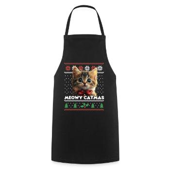 Meowy Catma's Christmas Matching Look with Kitten - Cooking Apron - black - Front - AI Model Male 185 dark (185cm)