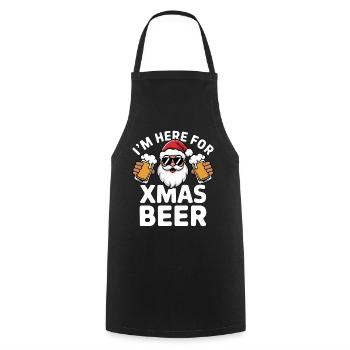 Dicton de Noël à la bière du Père Noël - Tablier de cuisine - noir - Devant - AI Model Male 185 dark (185cm)