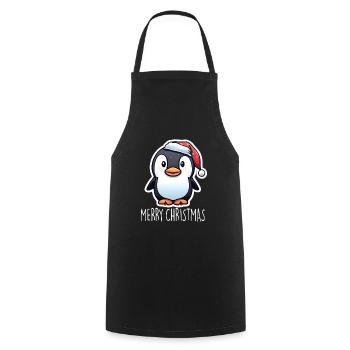 Pinguin Merry Christmas - Kochschürze - Schwarz - Vorne - AI Model Male 185 dark (185cm)