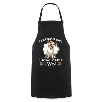 Roche Papier Ciseaux Bouledogue Sarcastique Drôle - Tablier de cuisine - noir - Devant - AI Model Male 185 dark (185cm)