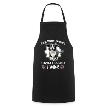 Rock Paper Scissors Throat Punch - Border Collie - Kochschürze - Schwarz - Vorne - AI Model Male 185 dark (185cm)