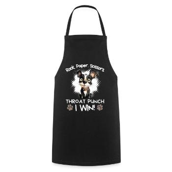 Roche Papier Ciseaux Boston Terrier Humour Drôle - Tablier de cuisine - noir - Devant - AI Model Male 185 dark (185cm)