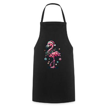 Flamant rose drôle avec décoration de Noël - Tablier de cuisine - noir - Devant - AI Model Male 185 dark (185cm)
