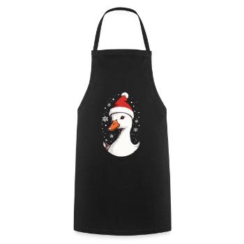 Canard de Noël avec chapeau de Noël - Tablier de cuisine - noir - Devant - AI Model Male 185 dark (185cm)