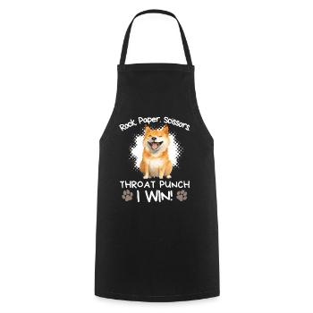 Roche Papier Ciseaux Shiba Inu Sarcasme Humour - Tablier de cuisine - noir - Devant - AI Model Male 185 dark (185cm)