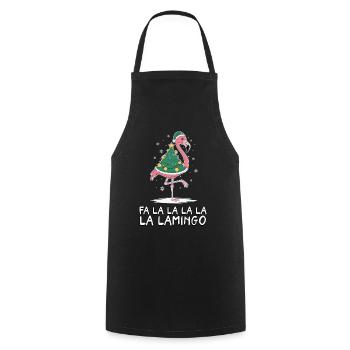 Fa La La Lamingo Drôle de Noël Flamingo - Tablier de cuisine - noir - Devant - AI Model Male 185 dark (185cm)