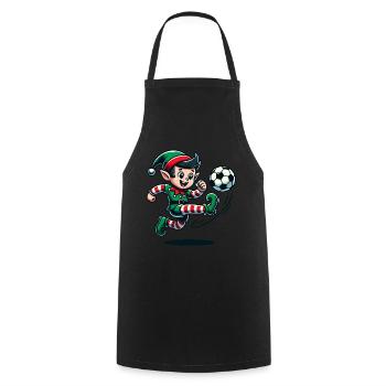 Christmas Elf Soccer Player Fun - Cooking Apron - black - Front - AI Model Male 185 dark (185cm)