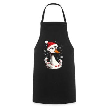 Canard de Noël avec chapeau et flocons de neige - Tablier de cuisine - noir - Devant - AI Model Male 185 dark (185cm)