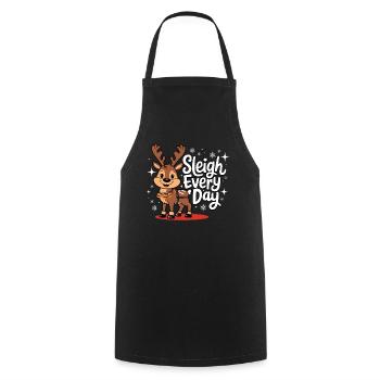 Sleigh Every Day Funny Reindeer Christmas - Cooking Apron - black - Front - AI Model Male 185 dark (185cm)