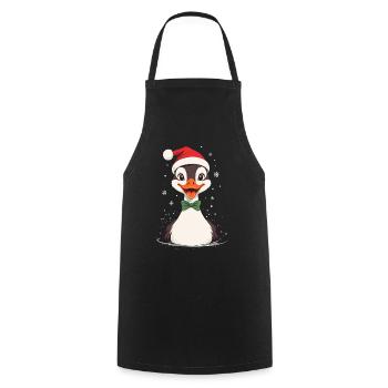 Canard de Noël avec chapeau de Noël - Tablier de cuisine - noir - Devant - AI Model Male 185 dark (185cm)