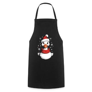 Canard de Noël avec chapeau de Noël - Tablier de cuisine - noir - Devant - AI Model Male 185 dark (185cm)